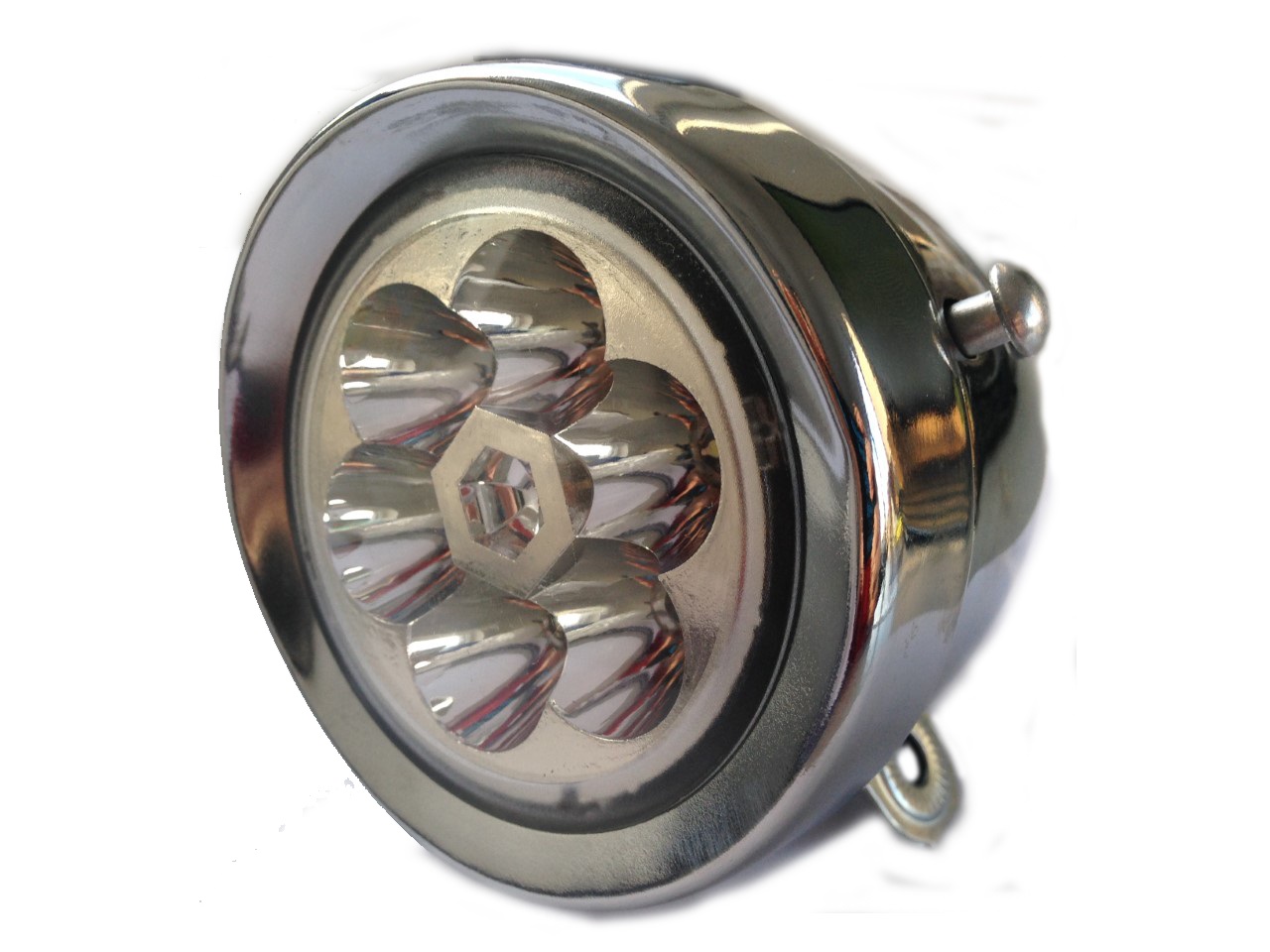 Phare Avant Vélo 6 LED Métal Chrome