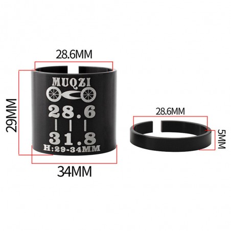 Adaptateur de Tube Fourche Potence Vélo 31.8mm à 28.6mm