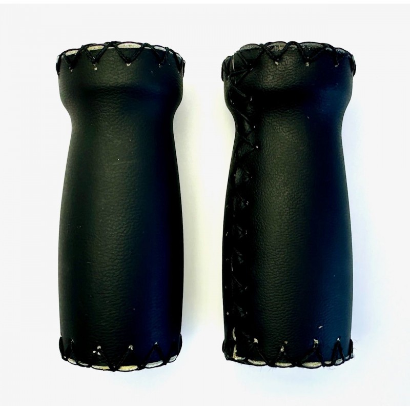 Frange De Poignée Vélo En Cuir Noir Et Blanc - Pour Chopper Cruiser - Neuf