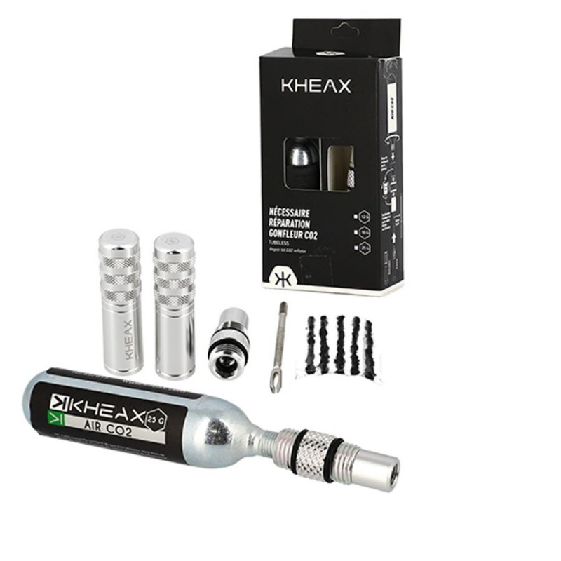 Kit Réparation Complet Tubeless Alu Avec Embout + Cartouche CO2