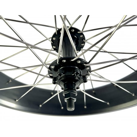 Roue Avant FatBike 20" 80mm 20x4.00 Alu Noir Mat Disque