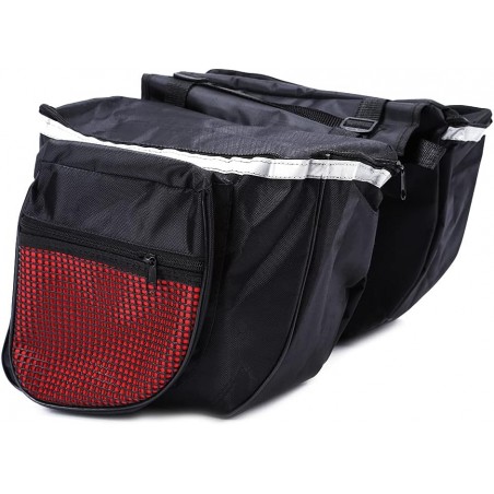 Double Sacoche Vélo 25L Noir et Rouge