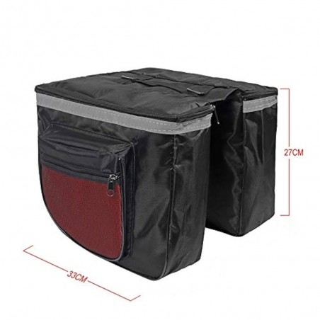 Double Sacoche Vélo 25L Noir et Rouge