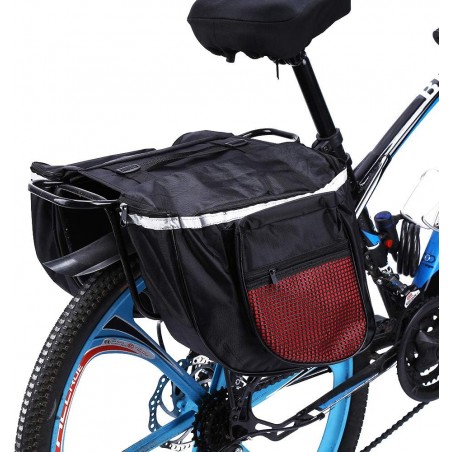 Double Sacoche Vélo 25L Noir et Rouge