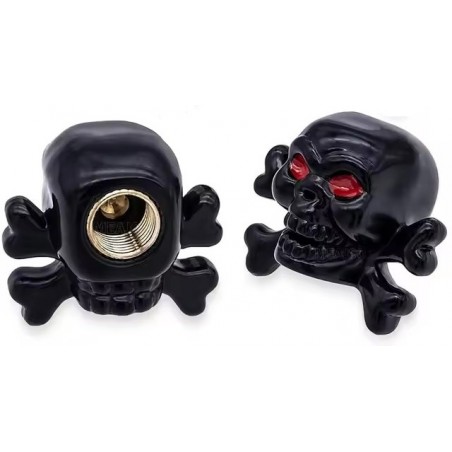 Bouchon de valve Skull Bones Noir (La paire - lot de 2)