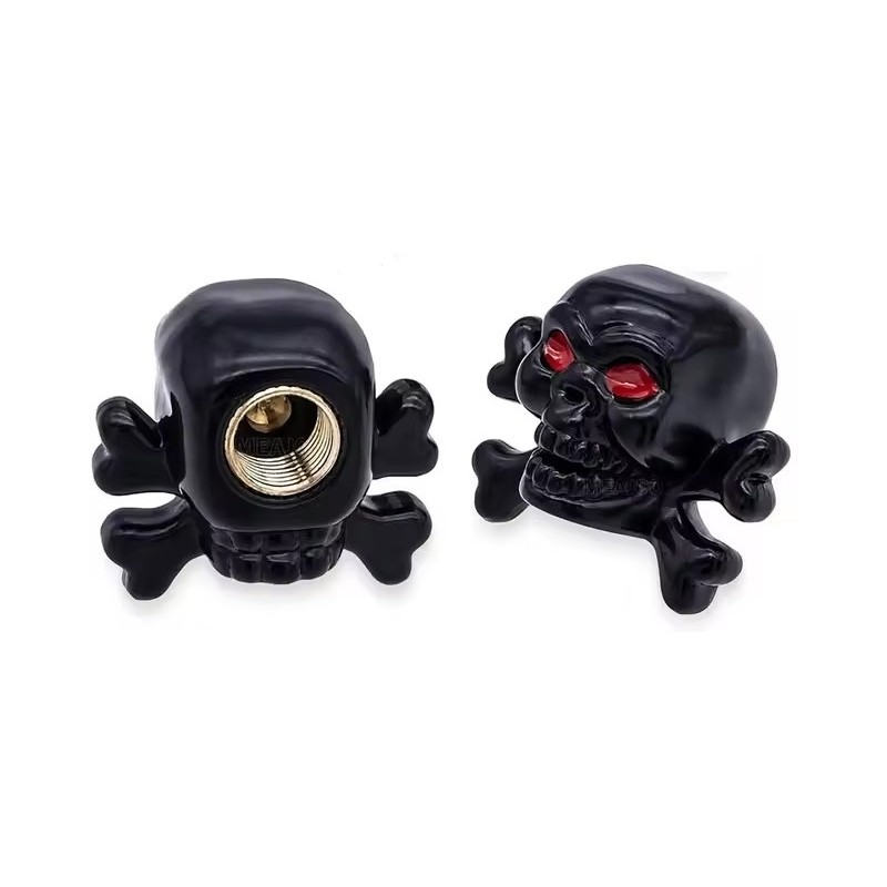 Bouchon de valve Skull Bones Noir (La paire - lot de 2)