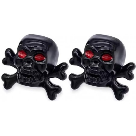 Bouchon de valve Skull Bones Noir (La paire - lot de 2)