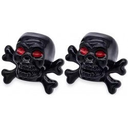 Bouchon de valve Skull Bones Noir (La paire - lot de 2)