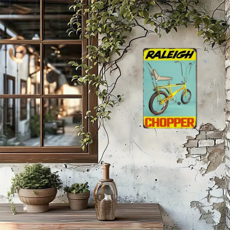 Plaque Murale Métal "Raleigh Chopper" Art Déco Vintage