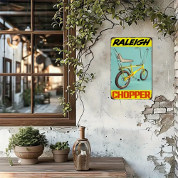 Plaque Murale Métal "Raleigh Chopper" Art Déco Vintage