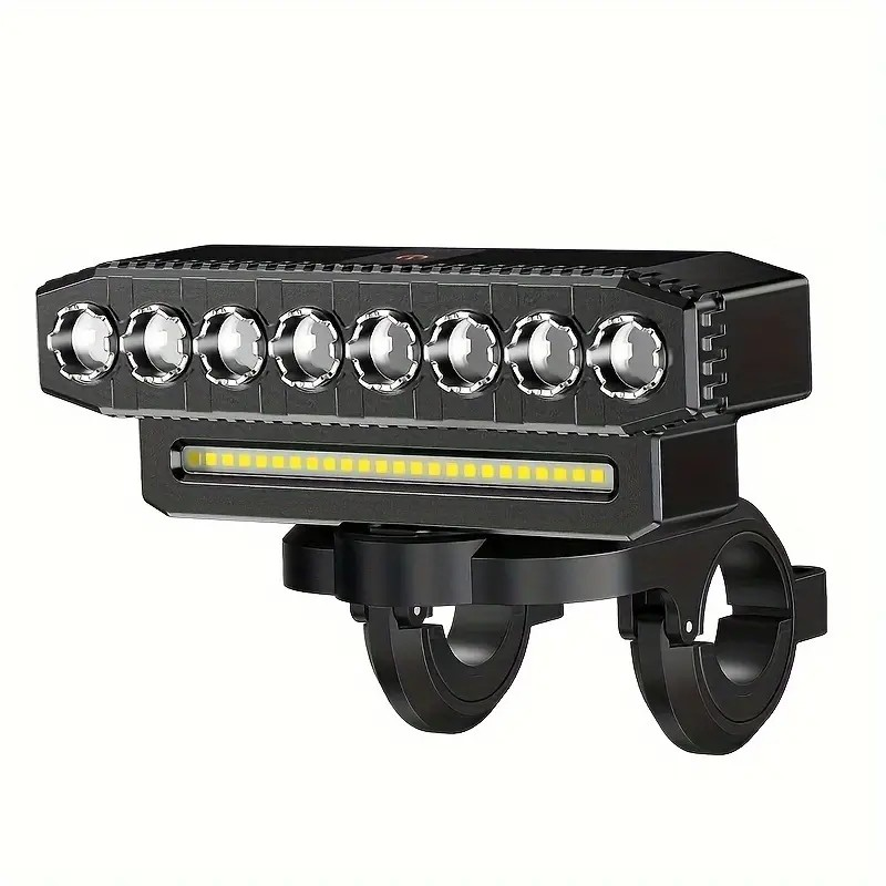 Feu Avant Vélo 8 LED + MSD + Klaxon + Chargement Téléphone / Rechargeable USB