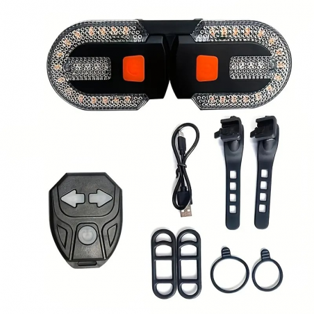 Feu Avant Ou Arrière + Indicateur de direction / Clignotant de vélo Sans Fil / Rechargeable USB