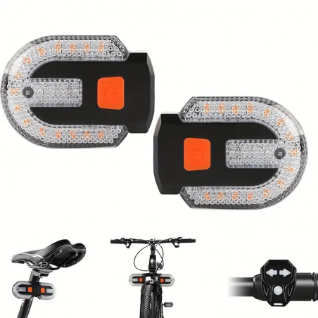 Feu Avant Ou Arrière + Indicateur de direction / Clignotant de vélo Sans Fil / Rechargeable USB