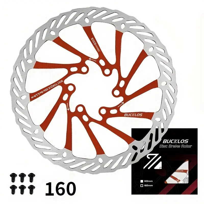 Disque de frein Vélo Avant / Arrière Rouge 160mm Bucklos