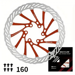 Disque de frein Vélo Avant / Arrière Rouge 160mm Bucklos