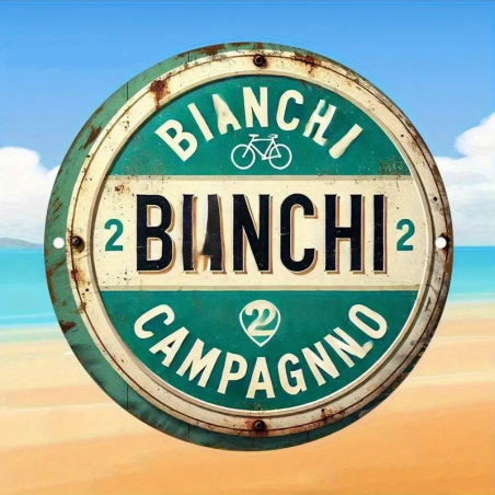 Plaque Murale Métal Ronde "BIANCHI" Art Déco Vintage