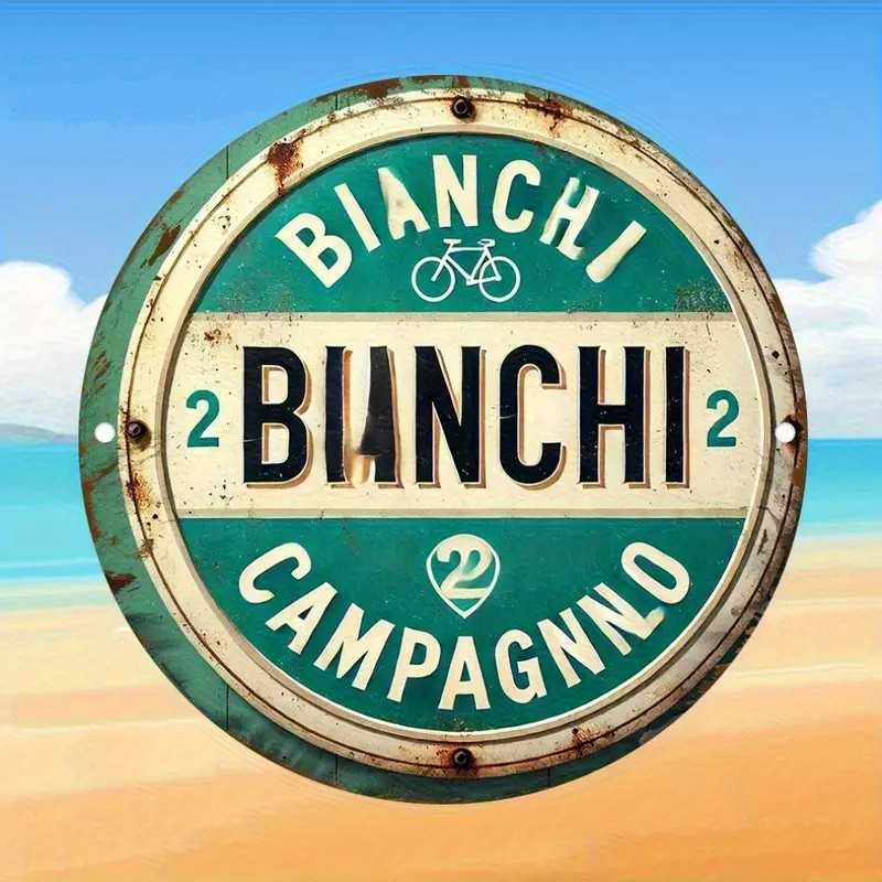 Plaque Murale Métal Ronde "BIANCHI" Art Déco Vintage