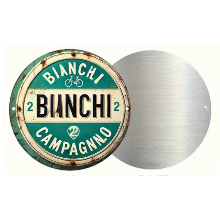 Plaque Murale Métal Ronde "BIANCHI" Art Déco Vintage