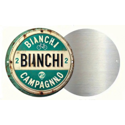 Plaque Murale Métal Ronde "BIANCHI" Art Déco Vintage