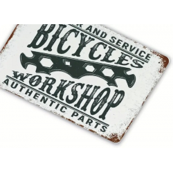 Plaque Murale Métal "BICYCLE WORKSHOP" Art Déco Vintage