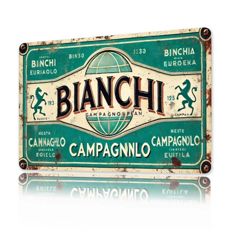 Plaque Murale Métal "BIANCHI" Art Déco Vintage