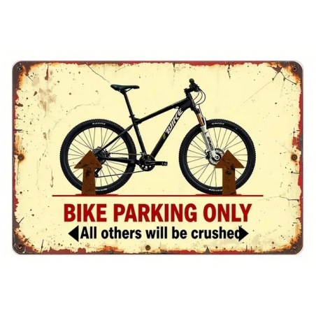 Plaque Murale Métal "BIKE PARKING ONLY" Art Déco Vintage