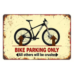 Plaque Murale Métal "BIKE PARKING ONLY" Art Déco Vintage