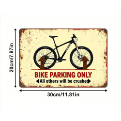 Plaque Murale Métal "BIKE PARKING ONLY" Art Déco Vintage