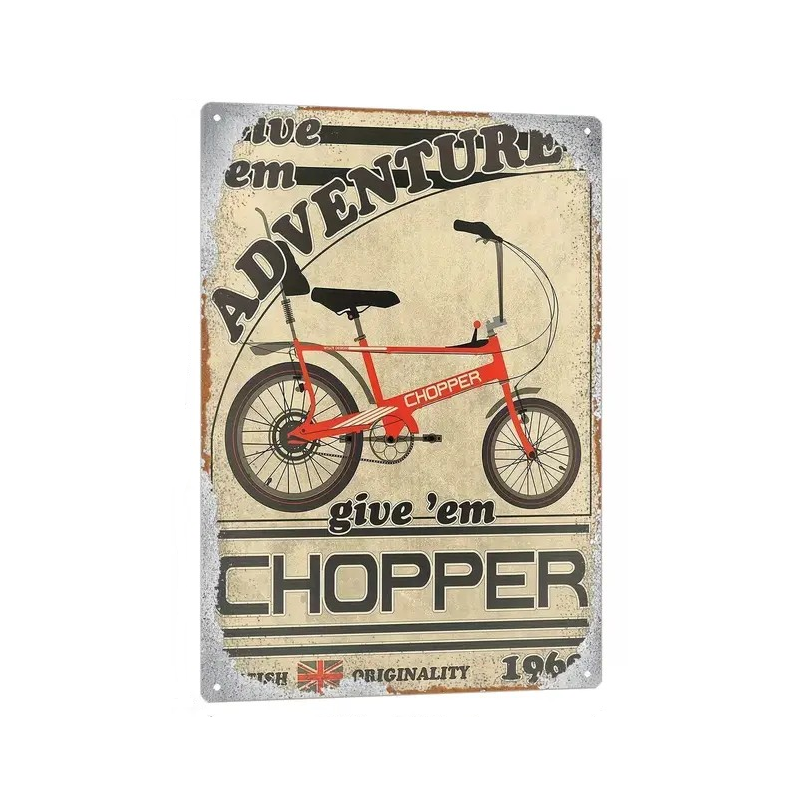 Plaque Murale Métal "Chopper Adventure" Art Déco Vintage