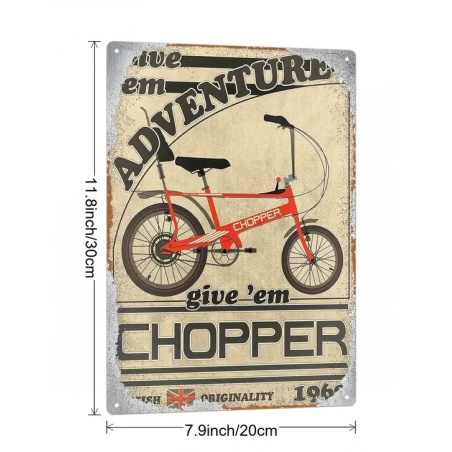 Plaque Murale Métal "Chopper Adventure" Art Déco Vintage