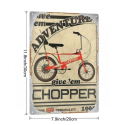 Plaque Murale Métal "Chopper Adventure" Art Déco Vintage