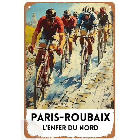 Plaque Murale Métal "PARIS - ROUBAIX" Art Déco Vintage