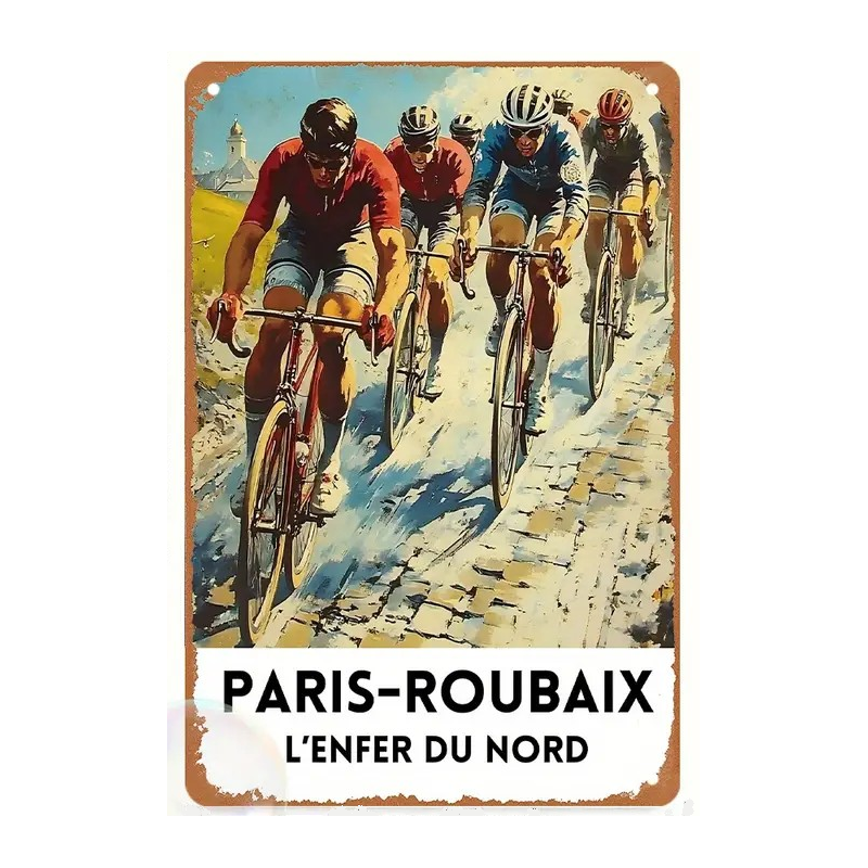Plaque Murale Métal "PARIS - ROUBAIX" Art Déco Vintage