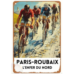 Plaque Murale Métal "PARIS - ROUBAIX" Art Déco Vintage