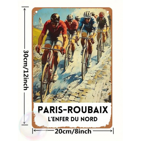 Plaque Murale Métal "PARIS - ROUBAIX" Art Déco Vintage