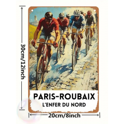 Plaque Murale Métal "PARIS - ROUBAIX" Art Déco Vintage