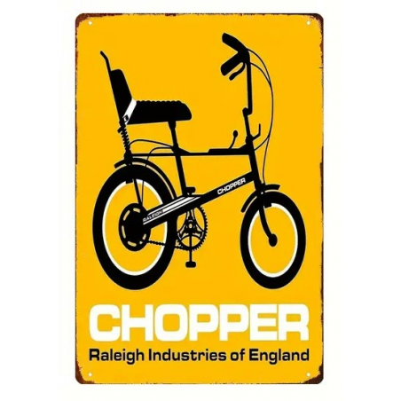 Plaque Murale Métal "CHOPPER Raleigh" Art Déco Vintage