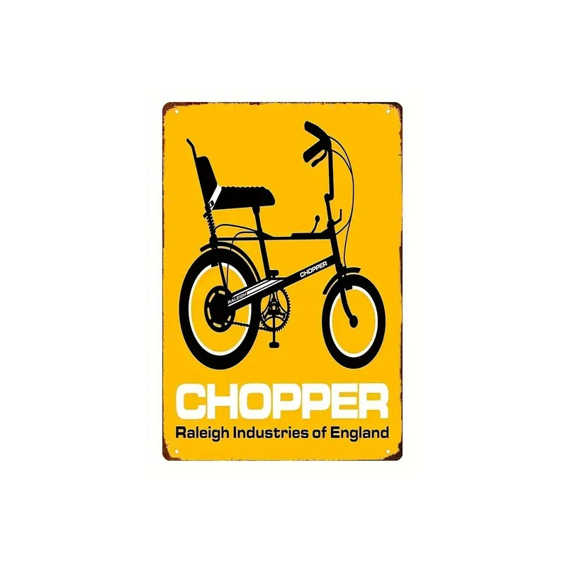 Plaque Murale Métal "CHOPPER Raleigh" Art Déco Vintage