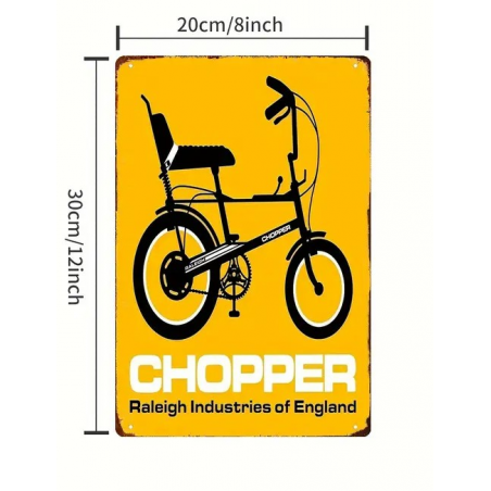 Plaque Murale Métal "CHOPPER Raleigh" Art Déco Vintage