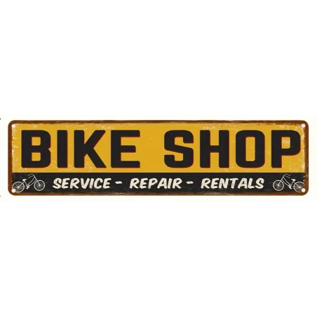 Plaque Murale Métal "BIKE SHOP" Art Déco Vintage