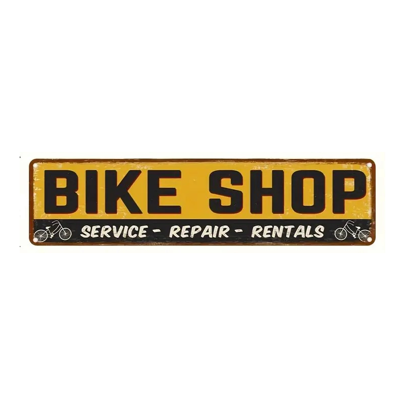 Plaque Murale Métal "BIKE SHOP" Art Déco Vintage