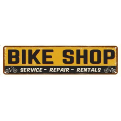 Plaque Murale Métal "BIKE SHOP" Art Déco Vintage