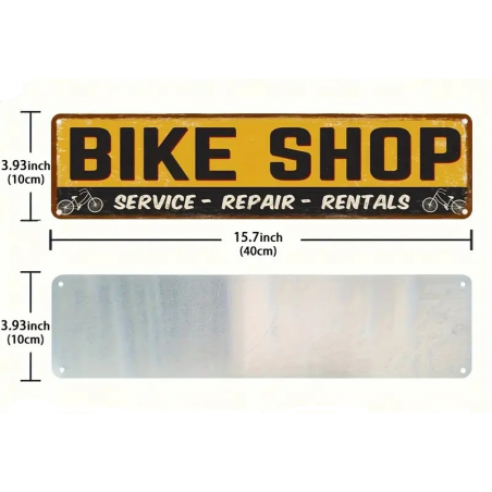 Plaque Murale Métal "BIKE SHOP" Art Déco Vintage