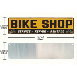 Plaque Murale Métal "BIKE SHOP" Art Déco Vintage