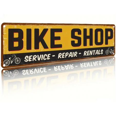 Plaque Murale Métal "BIKE SHOP" Art Déco Vintage