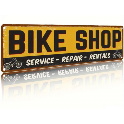 Plaque Murale Métal "BIKE SHOP" Art Déco Vintage