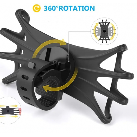 Support de téléphone Silicone Rotatif 360 Degrés Pour Vélo