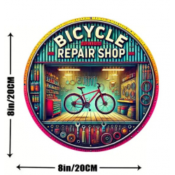 Plaque Murale Métal Ronde "BICYCLE REPAIR SHOP" Art Déco Vintage