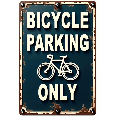 Plaque Murale Métal "BICYCLE PARKING ONLY" Art Déco Vintage