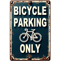 Plaque Murale Métal "BICYCLE PARKING ONLY" Art Déco Vintage